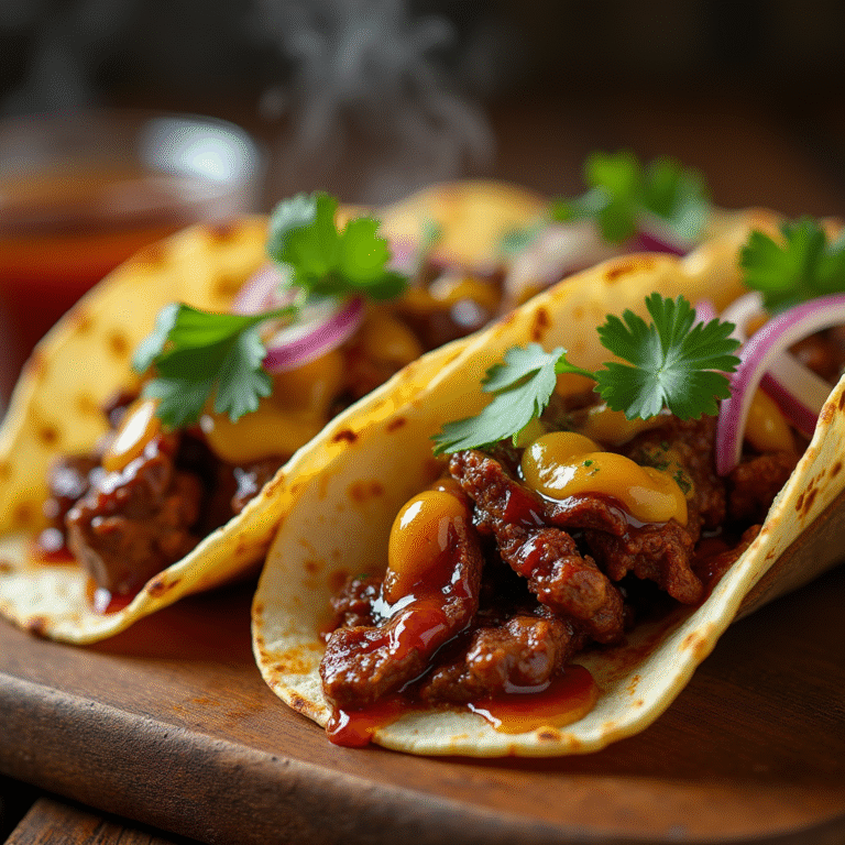 garlic butter honey bbq beef tacos