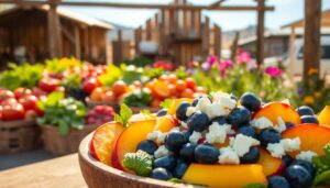 Blueberry Peach Feta Salad