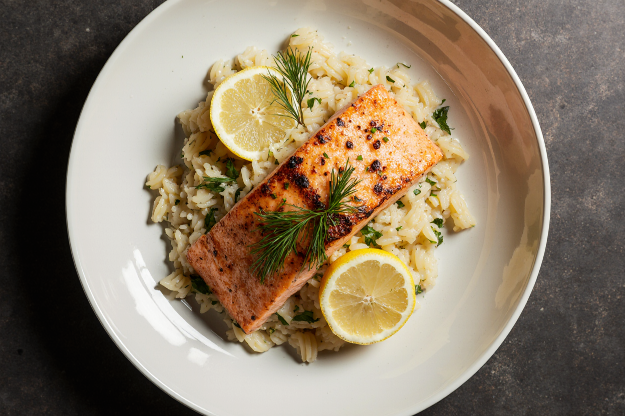 Lemon Orzo Salmon