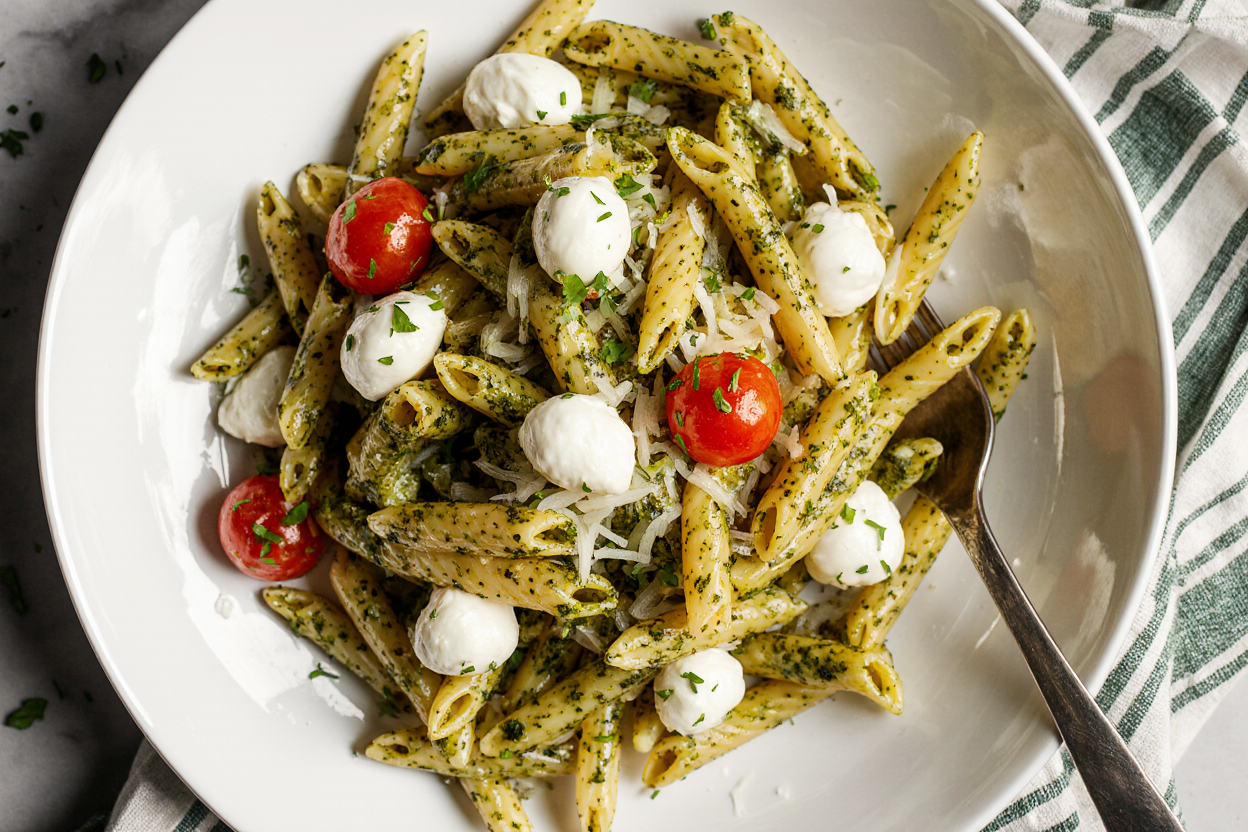 Pesto Caprese Pasta Salad