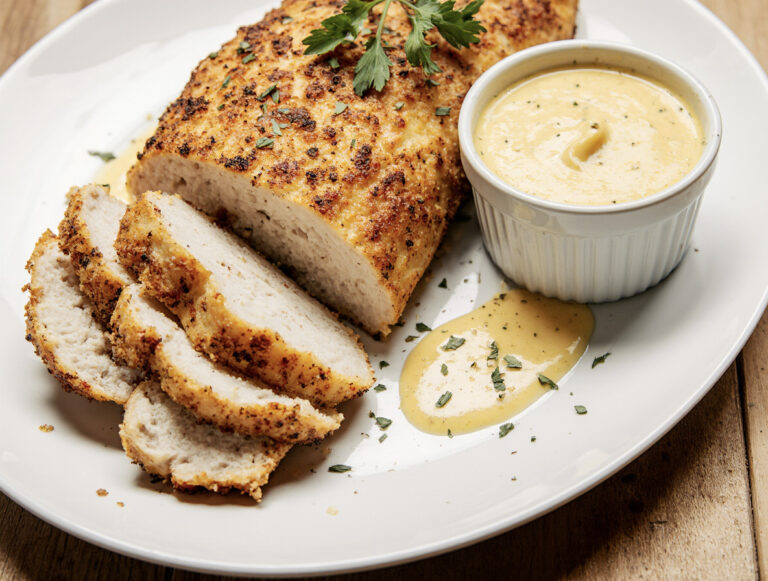 Pretzel Chicken with Mustard-Cheddar Sauce