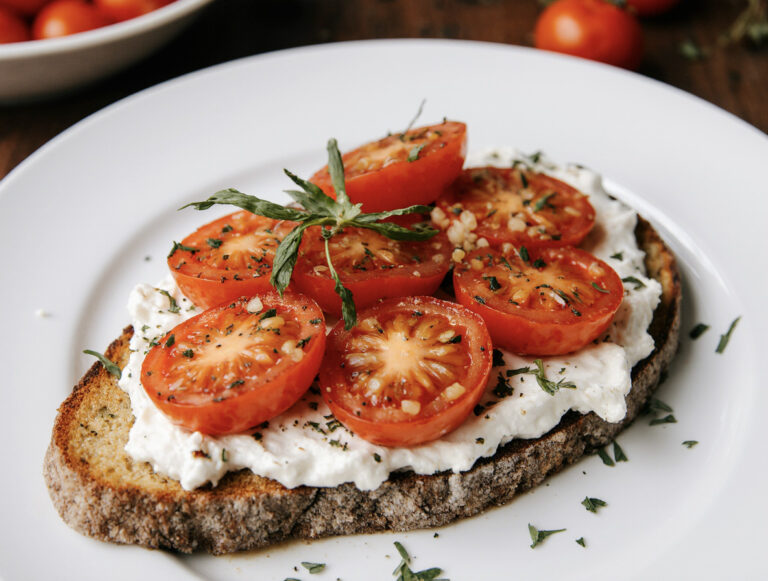 Garlicky Ricotta Tomato Toast